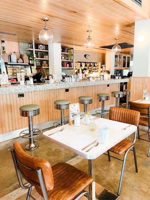 Seats and Tables Inside a Diner 