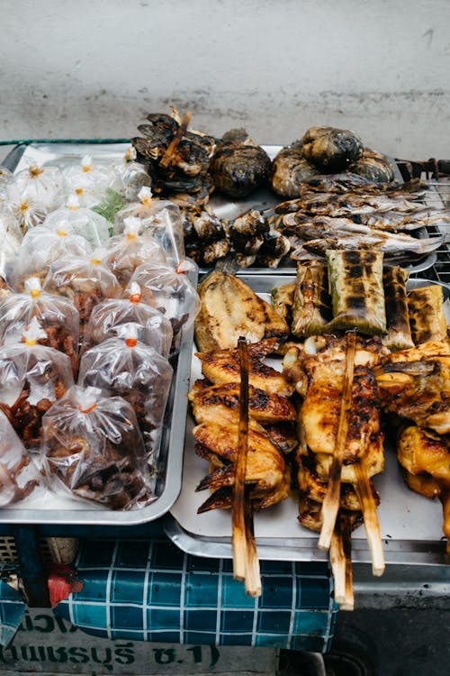 Grilled Foods on Stainless Tray