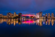 Long exposure panoramic shot from colorful downtown Vancouver at night