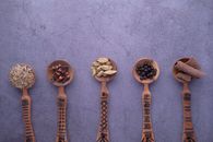 Brown Wooden Spoon With Black Beans