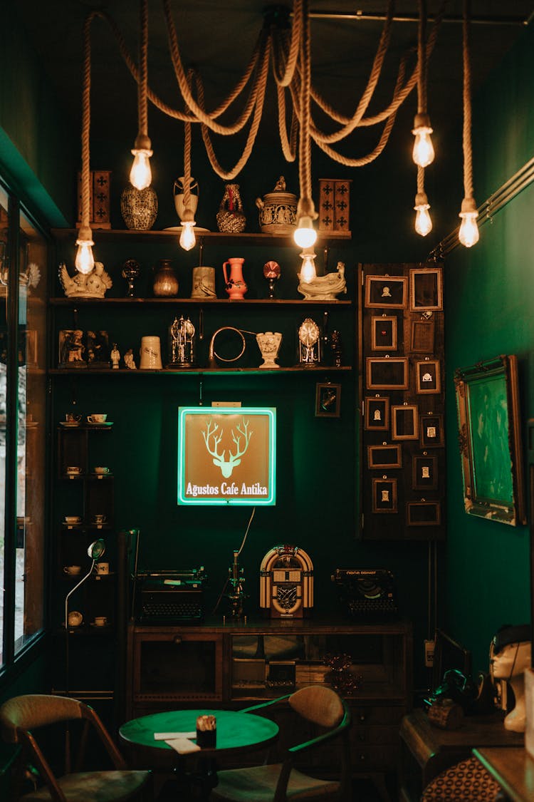 Decorations And Light Bulbs In Pub