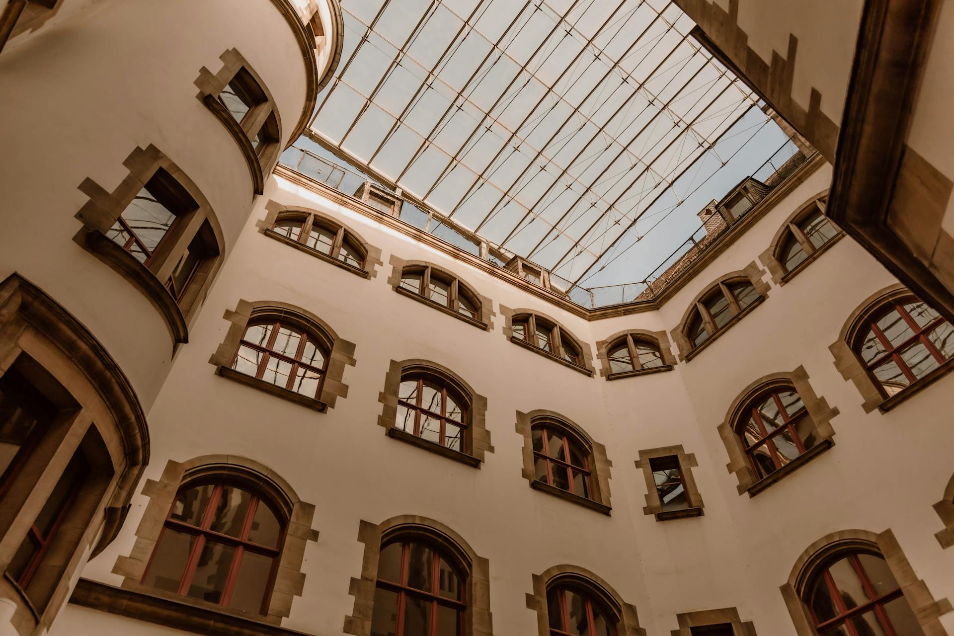 Exterior Glass Window Design and Framed Ceiling of a Modern building