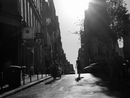 Fotobanka s bezplatnými fotkami na tému čierny a biely, fotografia z ulice, silueta