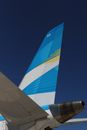 Blue Empennage of an Airplane