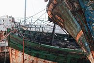 Close Up Shot of a Broken Ship