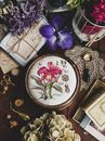 Round White and Pink Floral Ceramic Plate
