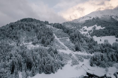 Ski Lift in Mountains in Winter