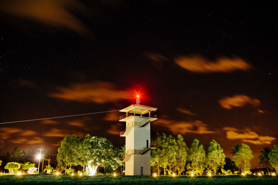 lighthouse beam night fog