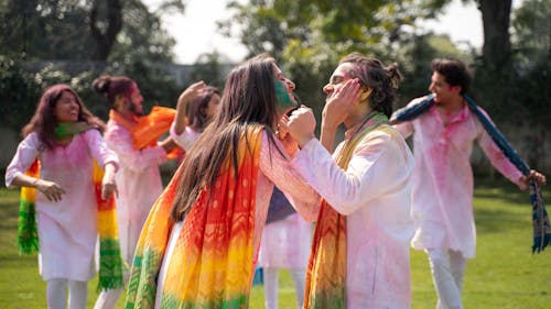 Fotos de stock gratuitas de bufandas, campo de hierba, celebrando