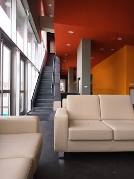 Stylish living room with sleek design and contemporary furniture.