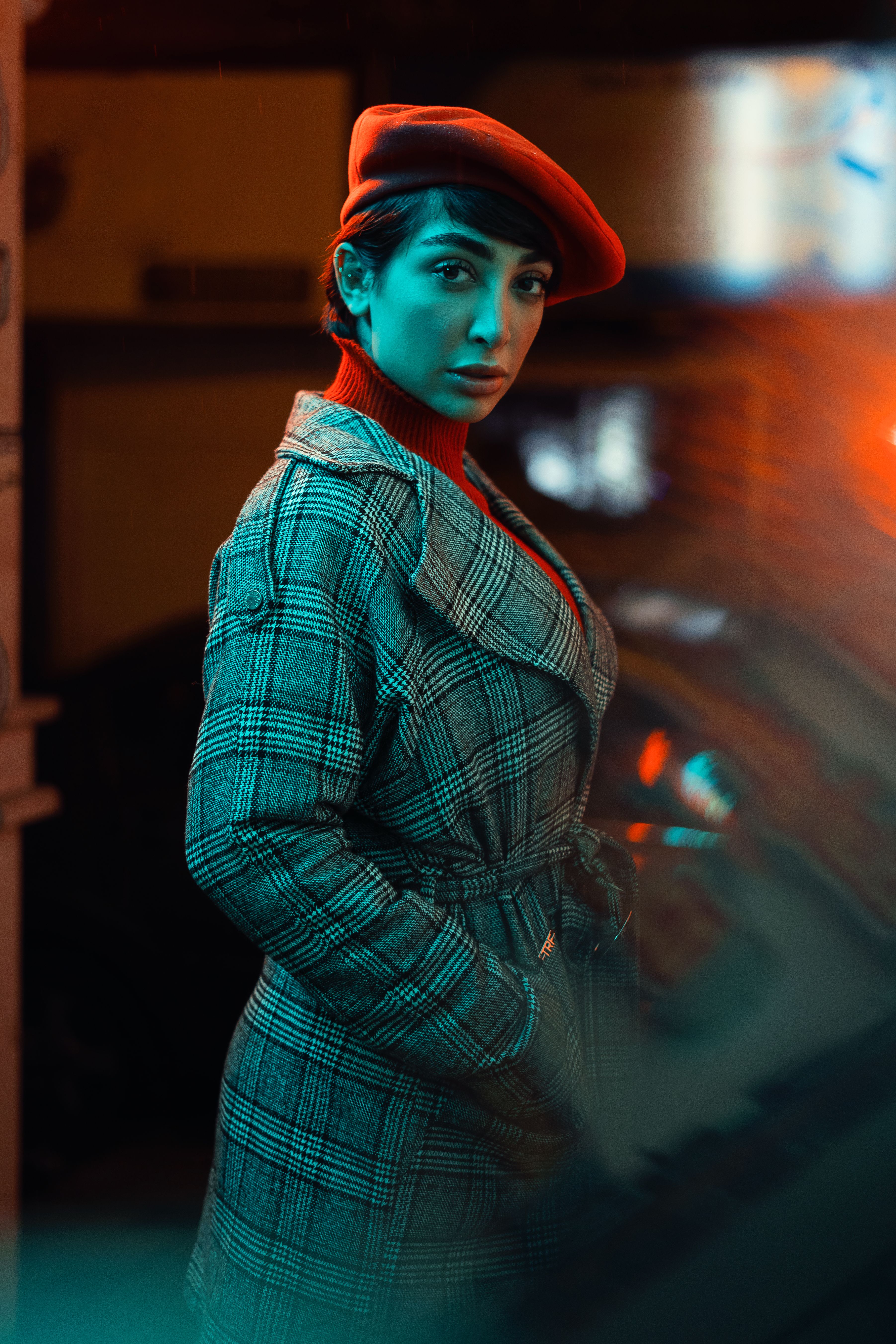 Woman in Autumn Coat and Red Beret · Free Stock Photo