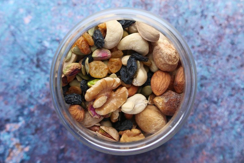 homemade trail mix in a mason jar