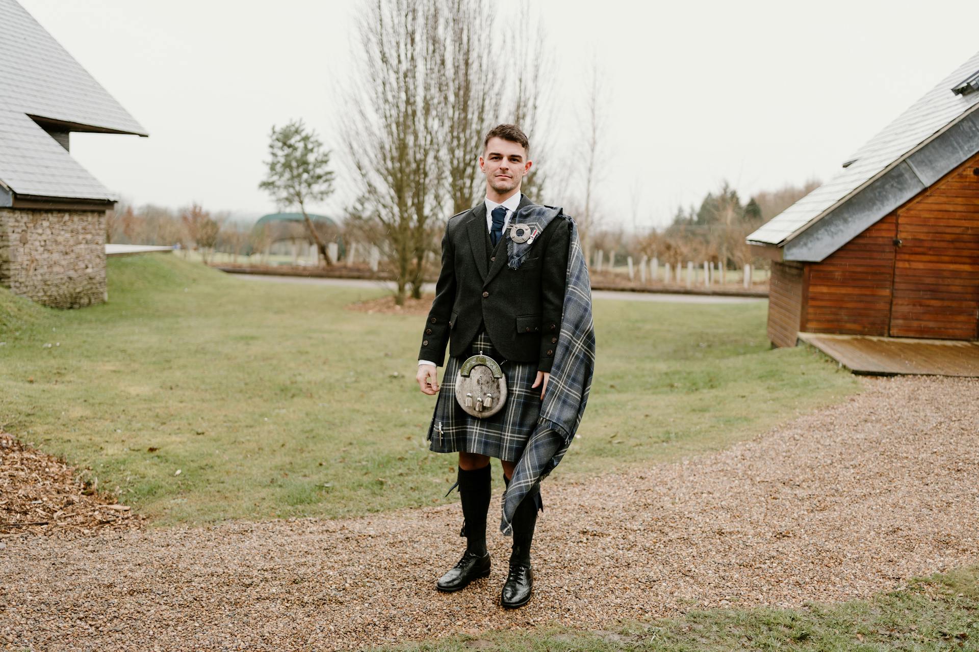 Groom Wearing National Scottish Wedding Outfit