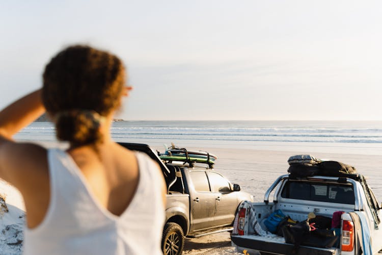 Pickup Trucks On The Beach