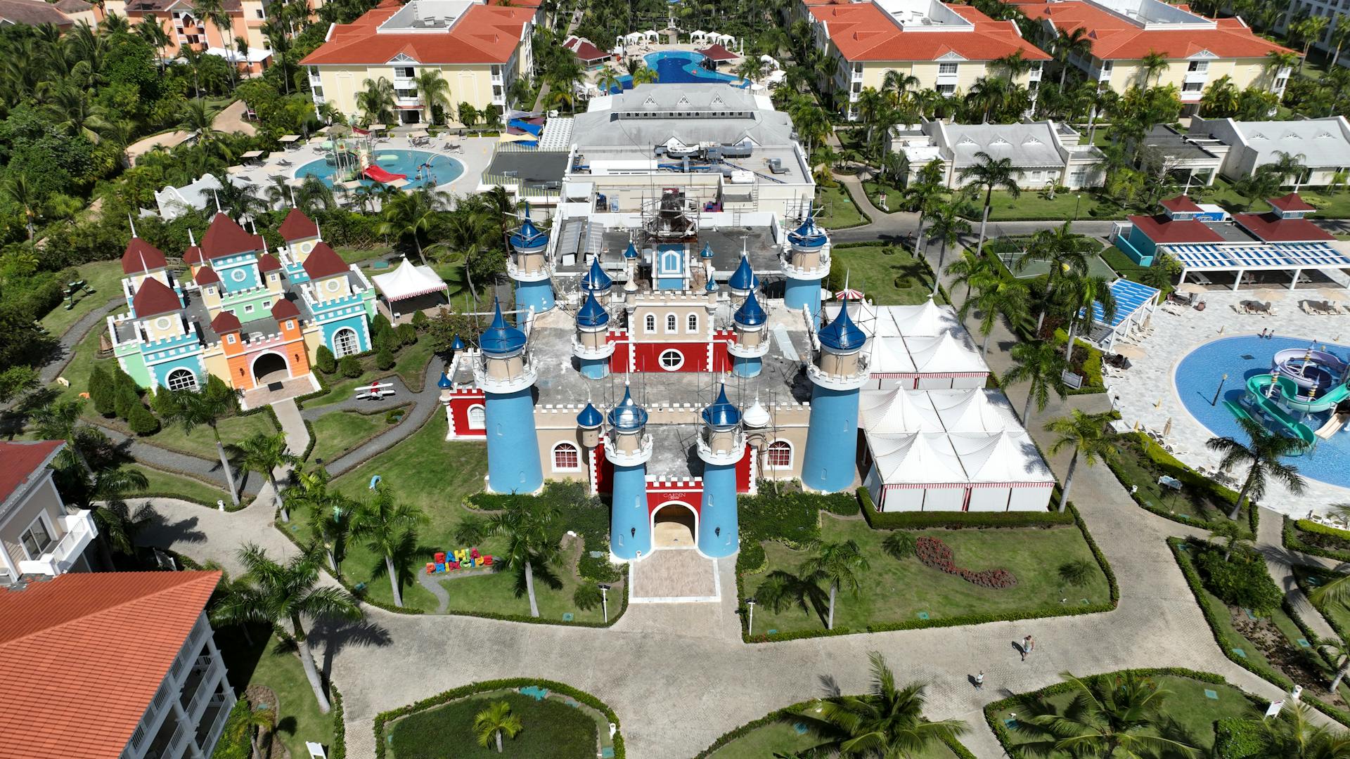 Aerial View of Castles in the Bahia Principe Fantasia Punta Cana