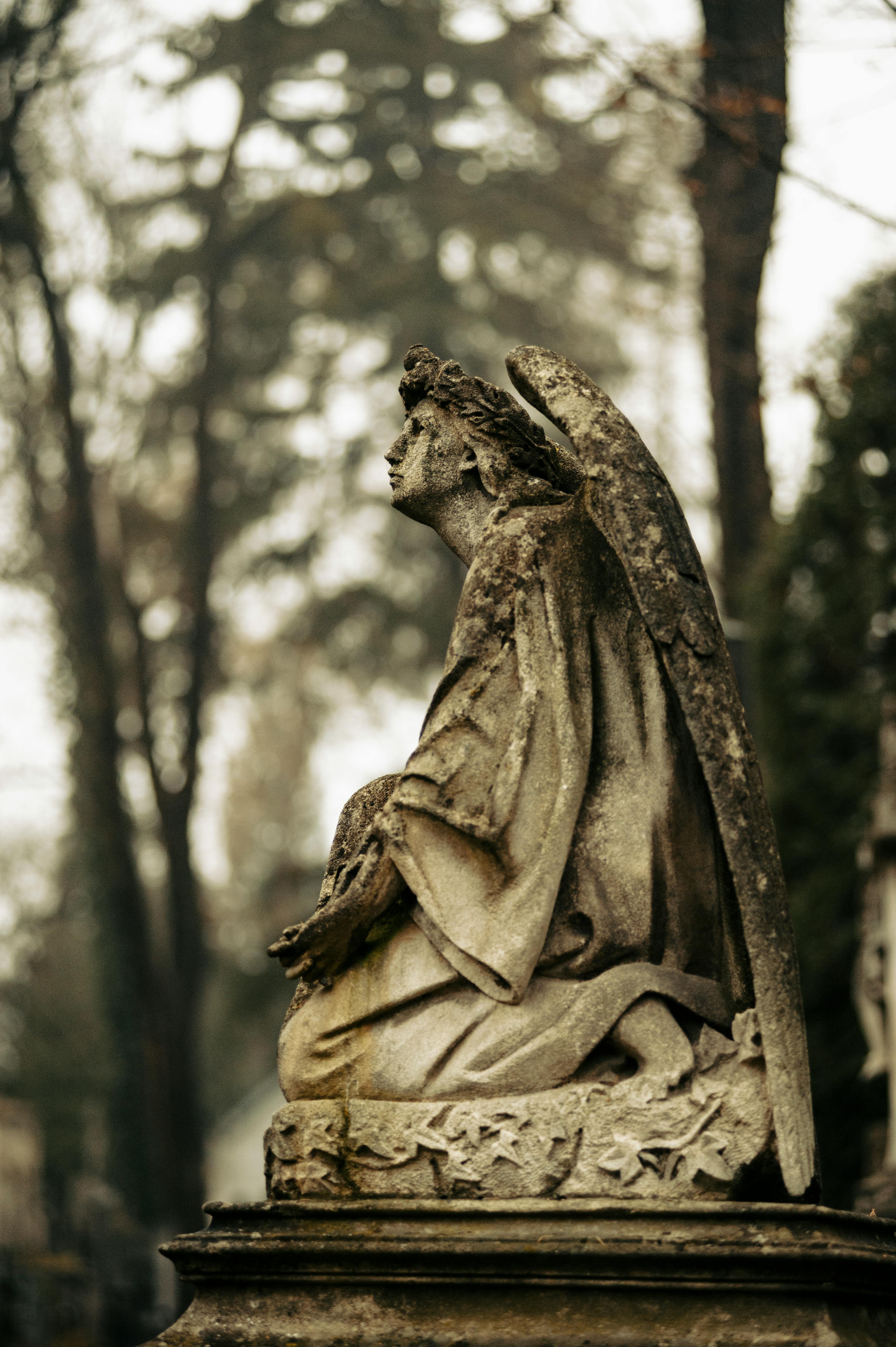 Angel Statue in Selective Color Photography