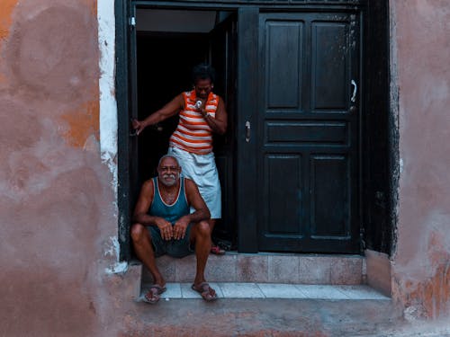 Free Elderly Couple in a Doorway  Stock Photo