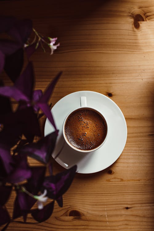 Free Black Coffee on Wooden Table Stock Photo