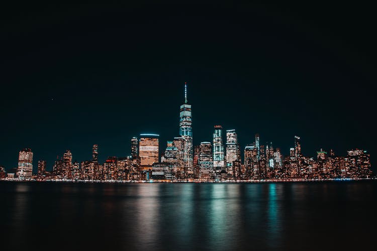 Illuminated Cityscape Of Jersey City At Night