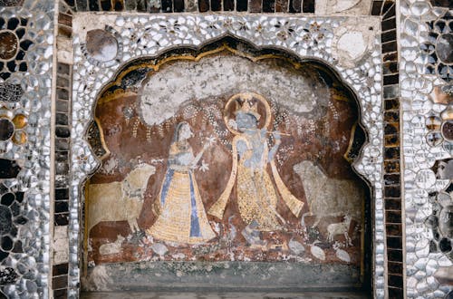  Mural of Hindu Deities Radha and Krishna at Sheesh Mahal, Pakistan