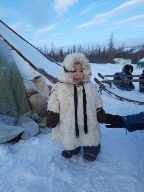 Foto profissional grátis de agasalhos, coberto de neve, criança