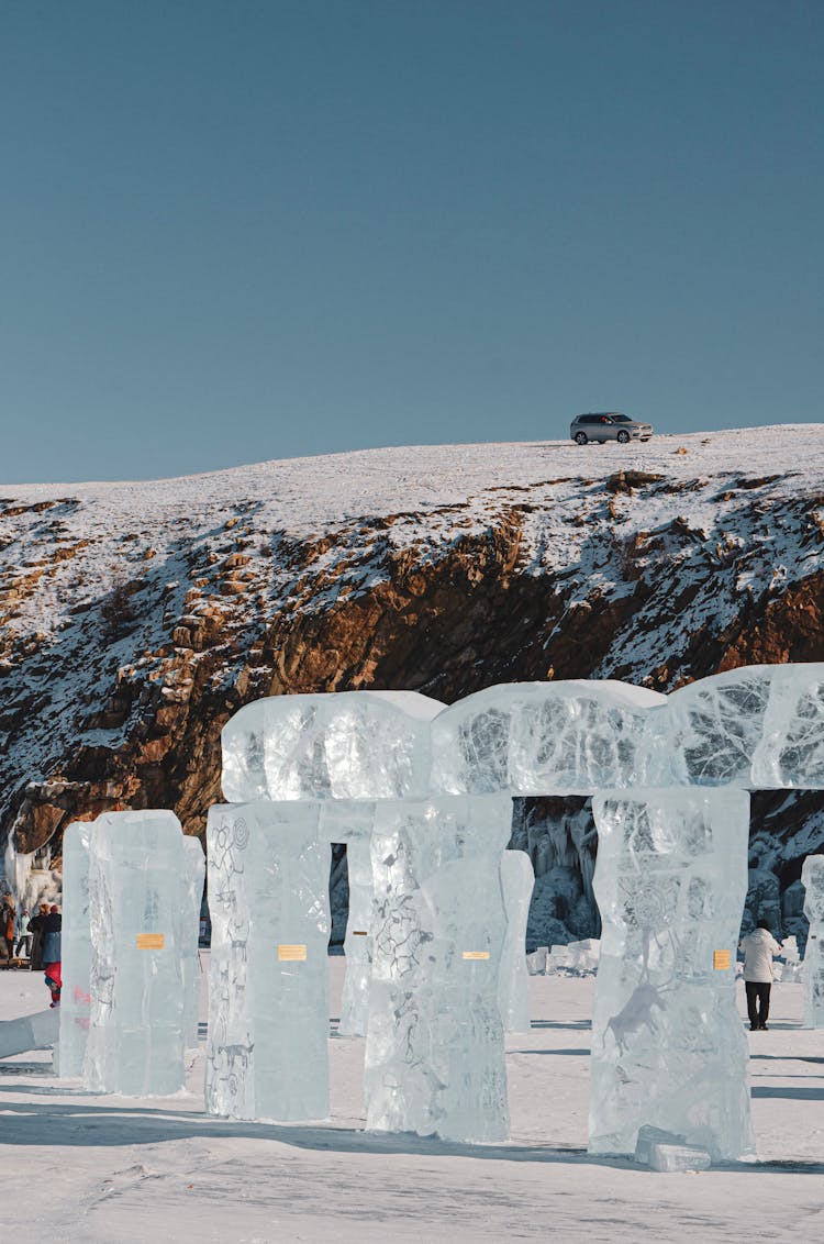 Ice Blocks Near Hill