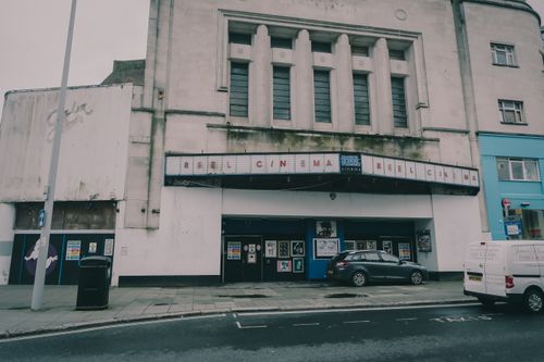 Free Exterior view of the historic Reel Cinema in Plymouth, showcasing vintage architecture. Stock Photo