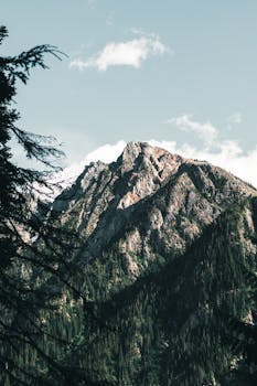Stunning view of a mountain peak in British Columbia's wilderness, perfect for nature lovers.