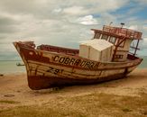 Brown and White Boat on Brown Sand
