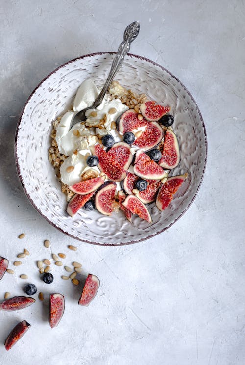 Free Fruits and Nuts in a Bowl Stock Photo