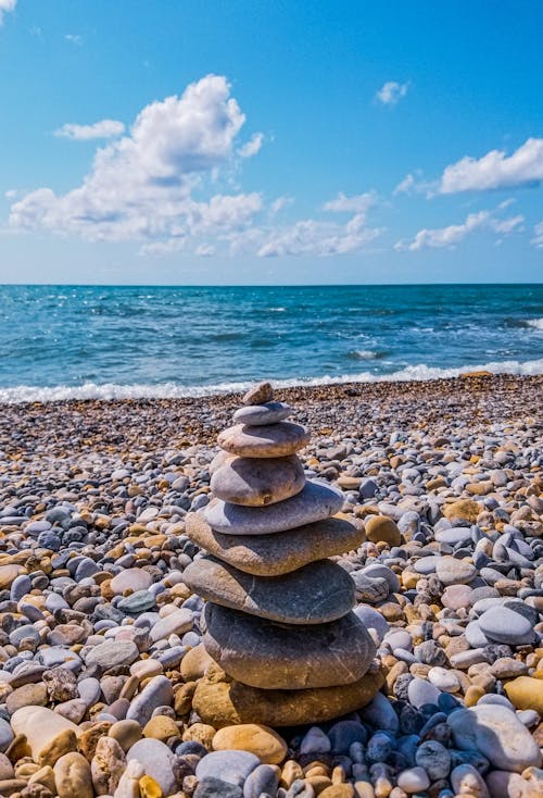 Free Stack of Stones on the Beach Stock Photo