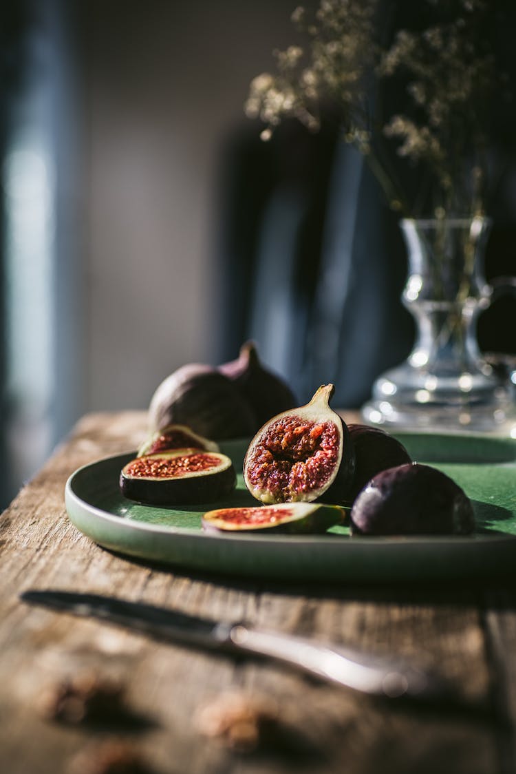 Sliced Figs On The Table