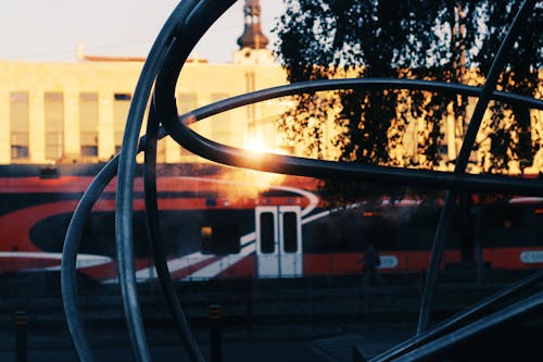 Free stock photo of golden sun, tram