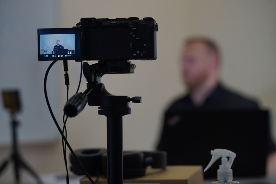 small business owner filming video content