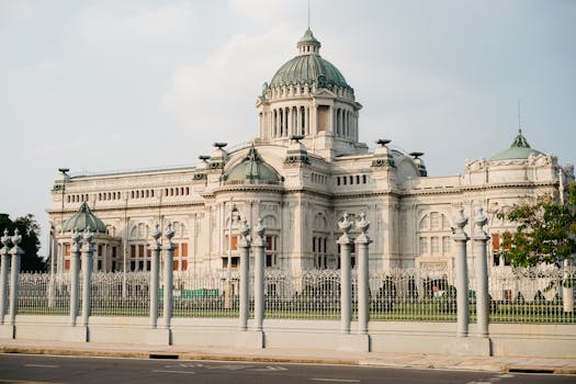 A neoclassical architectural masterpiece, Ananta Samakhom Throne Hall, located in Bangkok, Thailand.