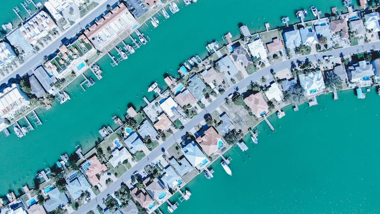 Aerial View Of Houses In A Land Reclamation 