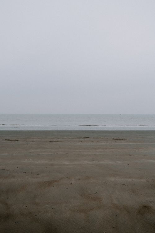 Free A serene overcast beach with soft waves lapping on the shore, perfect for peaceful reflection. Stock Photo
