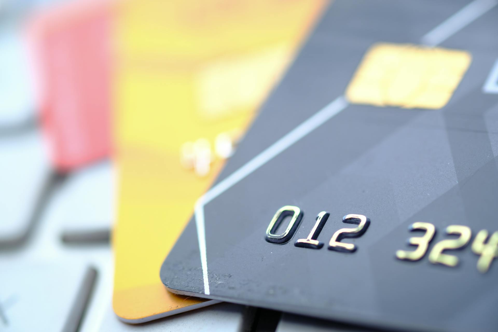 High-quality close-up of credit and debit cards, highlighting technology and security.