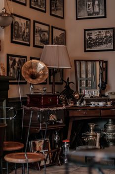 Cozy vintage room filled with classic antiques and nostalgic decor elements.