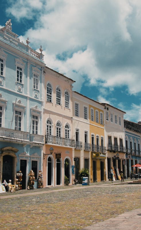 Traditional Old Buildings in the City in Salvador, Brazil.