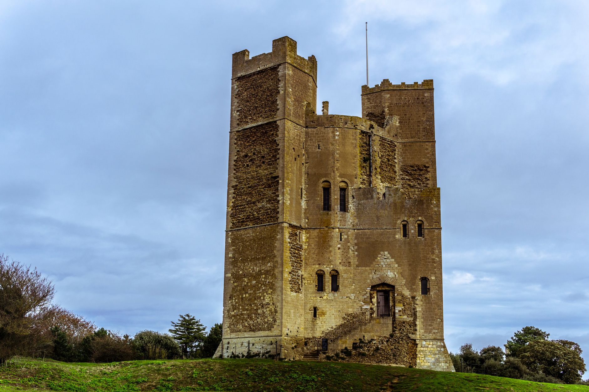 Orford Castle, a 12th-century medieval keep rising above the Suffolk countryside