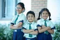 3 Boys in Blue Polo Shirt Smiling
