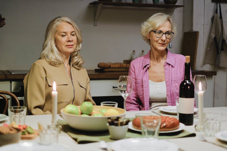 Two Women Having Dinner Together 