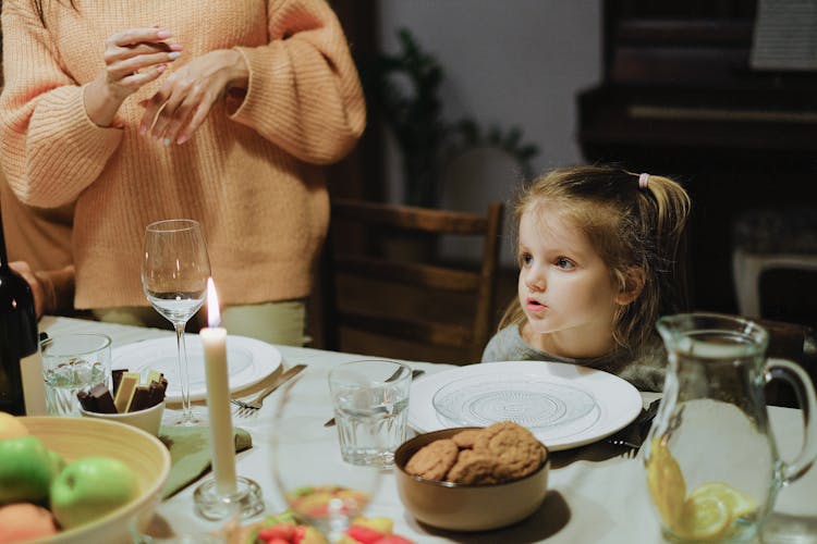 Little Girl Waiting For Her Food