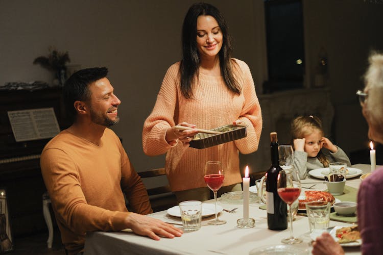 Family Having Dinner At Home