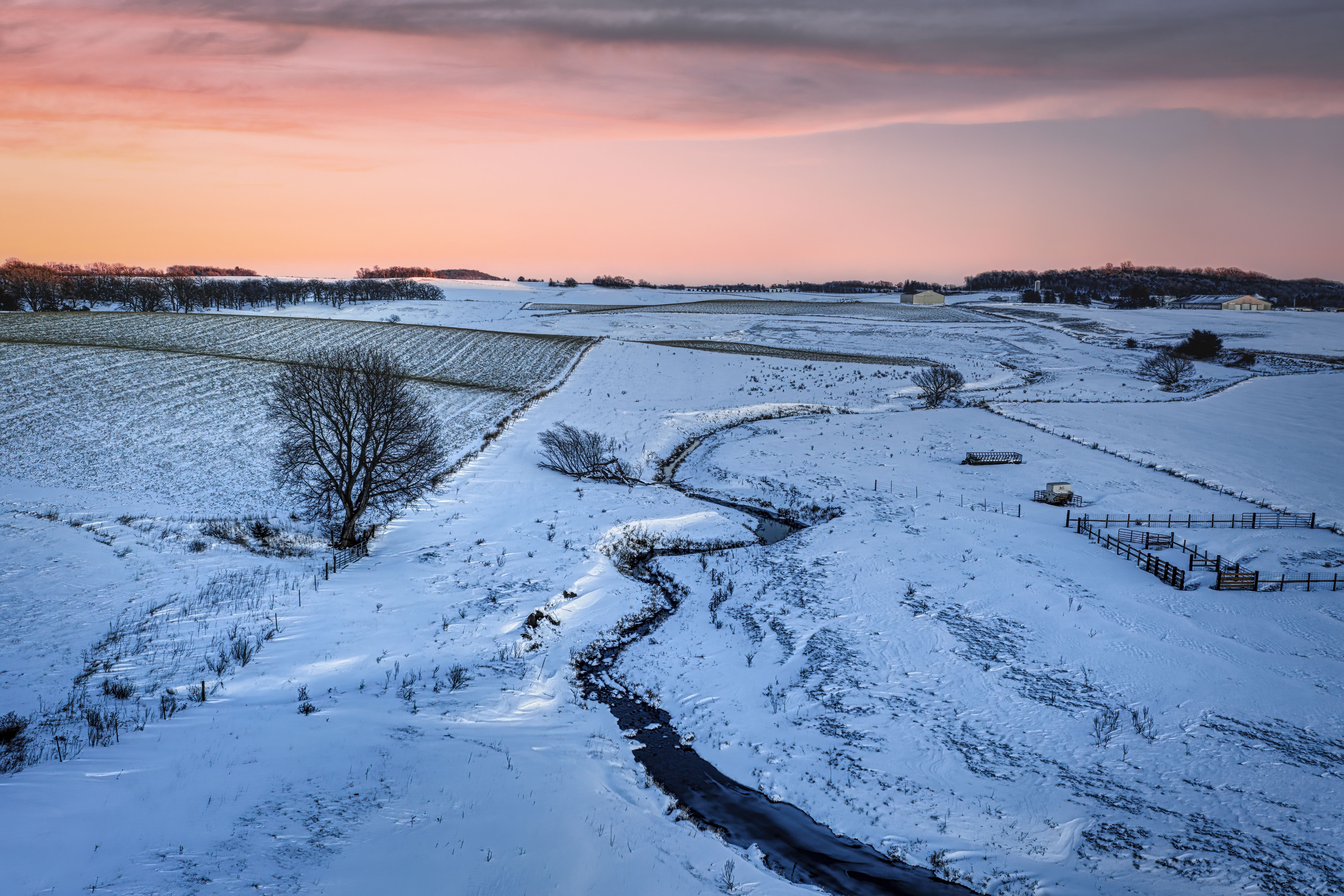 An Aerial View of a Land with Snow Covered Plants · Free Stock Photo