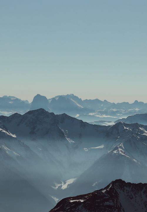 Free Breathtaking view of snow-covered mountains in Soelden, Tyrol, Austria, showcasing frosty beauty and serene winter atmosphere. Stock Photo