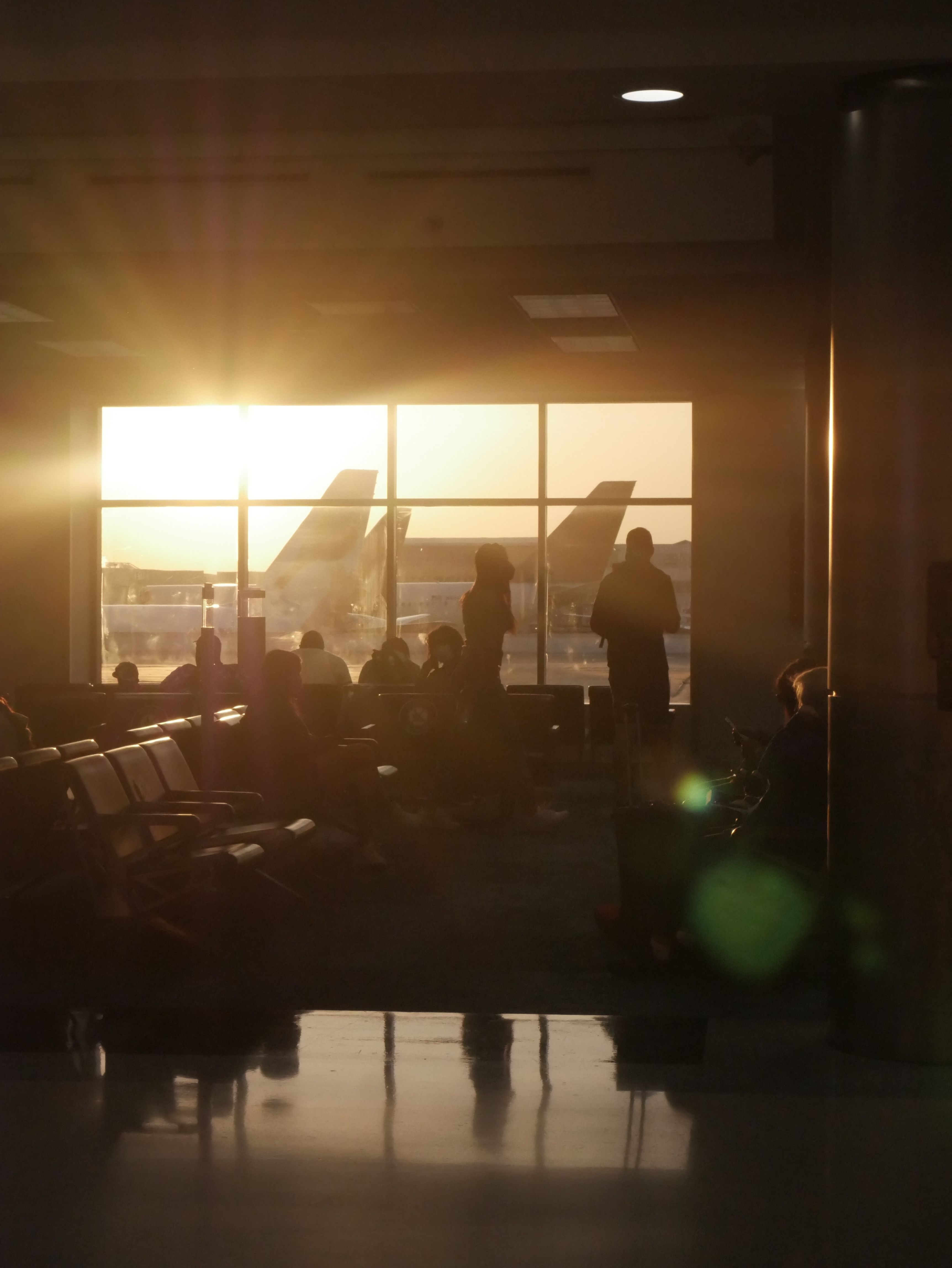 Quiet airport lounge in the early morning
