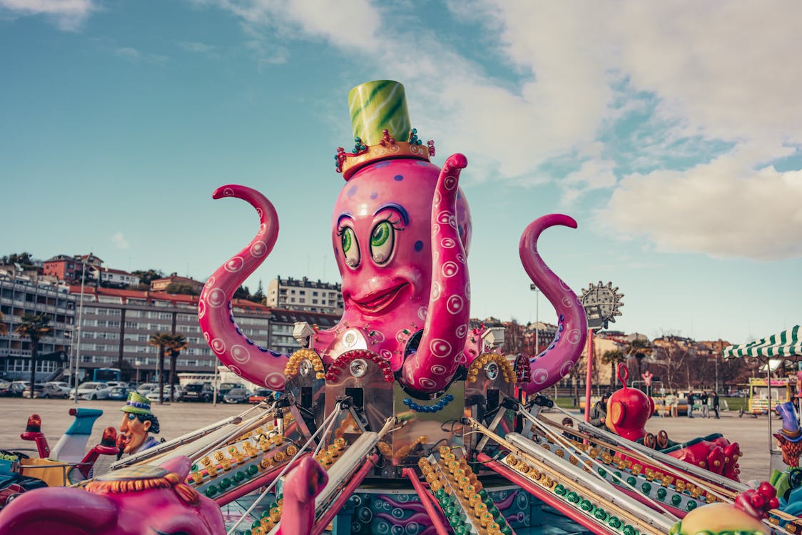 Close-up of a Octopus Ride in an Amusement Park · Free Stock Photo