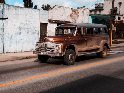 Free A classic International Harvester van captured on a sunny day, showcasing urban street vibes. Stock Photo